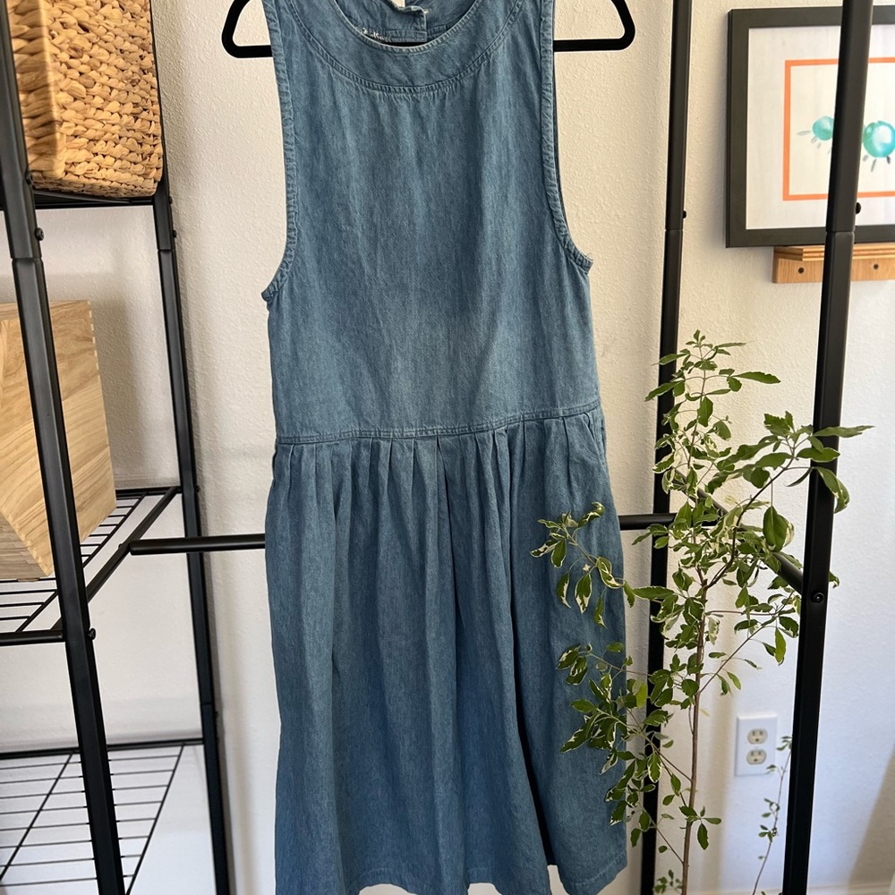 Bass vintage denim dress jean dress pockets pinafore overall - Picture 4 of 7